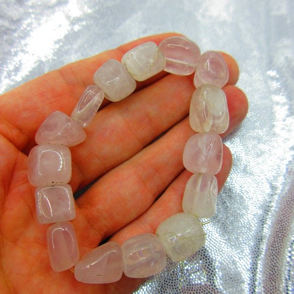 Rose Quartz Nuggets 7" Stretchy Gemstone Bracelet - Picture 1 of 3